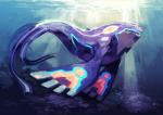 ambiguous_gender feral group light markings shadow sharp_teeth sunlight teeth underwater water garmmon_(artist) nintendo pokemon fish generation_6_pokemon legendary_pokemon marine pokemon_(species) primal_kyogre primal_reversion 2015