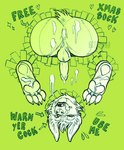 anthro bodily_fluids claws cum cum_from_ass cum_in_ass cum_inside cum_on_feet erection fangs feet genital_fluids genitals humanoid_genitalia humanoid_penis licking licking_lips licking_own_lips male open_mouth pawpads penis solo teeth through_wall tongue tongue_out upside_down 0ct0m0n0 canid canine mammal hi_res monochrome