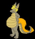 ambiguous_gender ambiguous_prey anthro belly big_belly blush fluffy fluffy_tail hair hand_on_hip male male_pred rumbling_stomach squirming tail vore hausedge mythology ruby_(rubysnoot) dragon mythological_creature mythological_scalie scalie 2017 animated low_res short_playtime