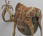 abdominal_bulge belly big_belly black_eyes brown_spots butt feral fully_inside grey_background horn long_neck looking_back male ossicone pregnant pregnant_male rear_view simple_background solo spots vore the_endosomist dreamworks madagascar_(series) melman_(madagascar) giraffe giraffid mammal hi_res