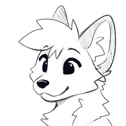 ambiguous_gender animated_sketch black_eyebrows black_eyes black_nose black_text cheek_tuft closed_smile dialogue eyebrows facial_tuft fur head_tuft inner_ear_fluff mouth_closed neck_tuft open_mouth open_smile simple_background smile solo speech_bubble text tuft white_background yapping feve canid canine mammal 1:1 2025 animated english_text icon
