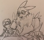 anthro cradling cravat disgruntled duo eyewear female glasses male neck_tuft survey_corps tuft dylanaildon_no_2 attack_on_titan bandai_namco digimon digi_(yourdigimongirl) levi_ackerman digimon_(species) human humanoid mammal renamon hi_res unfinished