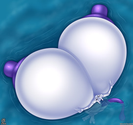 anthro areola big_areola big_breasts big_butt big_nipples breasts butt female huge_areola huge_breasts huge_butt huge_nipples hyper hyper_areola hyper_breasts hyper_nipples looking_at_viewer looking_back nipples nude partially_submerged purple_areola purple_eyes purple_nipples solo water white_body badgerben cornchip21 nintendo pokemon generation_1_pokemon legendary_pokemon mewtwo pokemon_(species) hi_res