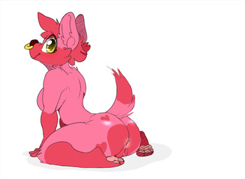 3_toes anthro anus big_butt biped breasts butt facial_piercing feet female fur genitals hair kneeling looking_at_viewer nude paws piercing pink_body pink_fur simple_background solo toes vulva white_background yellow_eyes backsash hyena mammal spotted_hyena 2018 digital_media_(artwork) hi_res