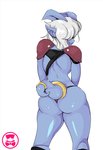 big_butt blue_body butt clothing female hair humanoid_pointy_ears not_furry pointy_ears rear_view simple_background solo tail thong underwear white_background white_hair schpicy blizzard_entertainment warcraft draenei humanoid