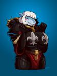 adepta_sororitas anthro armor belt big_breasts blue_background blush blush_stickers boob_armor breasts clothing female gauntlets gloves gradient_background hair handwear looking_at_viewer machine monster_girl_(genre) non-mammal_breasts power_armor purity_seal sharp_teeth simple_background solo teeth thick_thighs wax_seal white_hair blazbaros warhammer_(franchise) warhammer_40000 sister_of_battle fish marine shark 3:4 hi_res