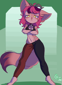 3_toes :< ahoge anthro arm_under_breasts barefoot bell bell_collar big_ears biped black_clothing black_shirt black_topwear bottomwear breasts circle_eyebrows clothed clothing collar countershade_face countershade_fur countershade_torso countershading crop_top crossed_arms dipstick_tail ear_twitch eyebrows feet female fluffy fluffy_tail front_view fully_clothed fur green_background grey_horn hair hip_sway horn long_hair long_legs looking_at_viewer low-riding markings medium_breasts midriff multicolored_body multicolored_bottomwear multicolored_clothing multicolored_fur multicolored_hair multicolored_tail navel pants pink_body pink_countershading pink_ears pink_fur pink_hair pink_inner_ear pink_nose pink_tail pupils purple_hair shirt simple_background slim slit_pupils small_waist solo standing tail tail_markings tail_motion tailwag thong_straps toes topwear two_tone_body two_tone_bottomwear two_tone_clothing two_tone_fur two_tone_hair two_tone_pants two_tone_tail yellow_eyes yoga_pants captaindoodle ankha_zone felid feline mammal 2022 2d_animation animated colored digital_media_(artwork) frame_by_frame full-length_portrait hi_res loop portrait seamless_loop shaded signature