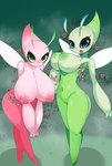 absurd_res antennae_(anatomy) areola big_breasts blue_eyes blush blush_lines breasts celebi featureless_crotch female generation_2_pokemon green_areola green_body green_eyes green_nipples heart_symbol hi_res huge_breasts humanoid humanoidized japanese_text legendary_pokemon looking_at_viewer navel nintendo nipples not_furry nude open_mouth pink_areola pink_body pink_nipples pokemon pokemon_(species) shadow skeletons62 smile solo standing text thick_thighs wide_hips winged_humanoid wings