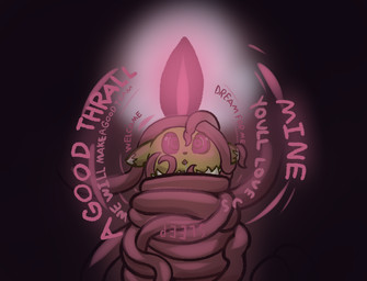 anthro bodily_fluids bound cross-eyed drooling hypnosis mind_control open_mouth ringed_eyes saliva simple_background solo tentacles text trapped trapknight bandai_namco digimon canid digimon_(species) mammal renamon english_text hi_res tagme