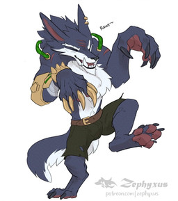 anthro belt biped bottomwear claws clothing dancing eyes_closed facial_scar finger_claws fur grey_body grey_fur male scar shorts simple_background smile solo toe_claws white_background white_body white_fur zephyxus league_of_legends mythology riot_games tencent thriller_(music_video) warwick_(lol) canid canine mammal mythological_canine mythological_creature werecanid werecanine werecreature werewolf 2025 digital_media_(artwork)