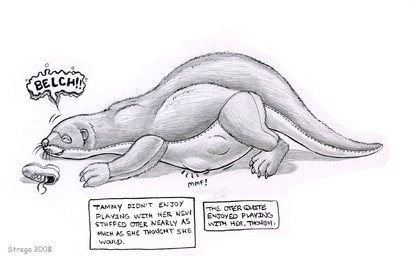 ambiguous_gender belly burping claws clothing duo female female/ambiguous feral footwear fur nude open_mouth oral_vore plushie same_size_vore satisfied shoes simple_background tail text unwilling_prey vore strega animate_inanimate living_plushie mammal mustelid otter english_text sketch
