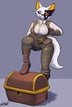 clothing costume female fur halloween_costume holidays pirate_outfit solo treasure_chest white_body white_fur bear213 halloween hi_res