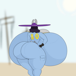 anthro back_boob big_breasts big_butt breasts butt clothing female hand_on_hip huge_breasts huge_butt huge_thighs hyper hyper_breasts jumpsuit mature_anthro mature_female solo thick_thighs thechavicgerman fallout microsoft lottie_cummins_(thechavicgerman) lagomorph leporid mammal rabbit 1:1 absurd_res hi_res