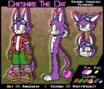 aloha_shirt anthro boots bottomwear clothing eyewear footwear fur goggles male pattern_clothing pattern_shirt pattern_topwear pink_body pink_fur purple_body purple_fur shirt shoes shorts side_view solo stripes topwear amuzoreh sega sonic_the_hedgehog_(series) cheshire_thaddeus_felonious fan_character cheshire_cat_(species) domestic_cat felid feline felis mammal hi_res model_sheet