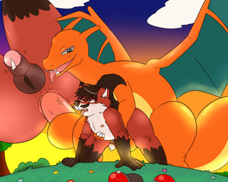 all_fours anthro anthro_on_feral anthro_penetrated bestiality bodily_fluids cum cum_drip doggystyle dripping drooling duo erection facial_hair feral feral_penetrating feral_penetrating_anthro foreskin from_behind_position genital_fluids genitals humanoid_genitalia humanoid_penis male male/male male_penetrated male_penetrating male_penetrating_male mustache open_mouth partially_retracted_foreskin penetration penis pokeball saliva sex size_difference sunset teeth tongue tongue_out simplepossum nintendo pokemon jota_random canid canine charizard fox generation_1_pokemon mammal pokemon_(species) red_fox true_fox 2020 5:4 absurd_res hi_res