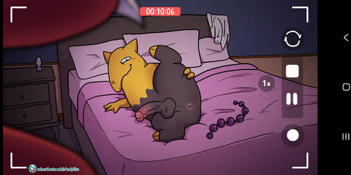 anus balls bed blush blush_lines camera camera_phone camera_view clothing coat furniture genitals humanoid_genitalia humanoid_penis lab_coat looking_at_viewer male on_bed penis phone_view rear_view recording sex_toy spread_anus spreading topwear video_camera codyf0xx nintendo pokemon drowzee generation_1_pokemon generation_7_pokemon incineroar pokemon_(species) hi_res
