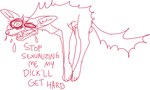 feral humor male solo text guncht rue_(guncht) canid canine canis jackal mammal english_text sketch