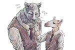 5_fingers anthro black_nose claws clothed clothing dress_shirt duo eyes_closed finger_claws fingers fur grey_body grey_fur humanoid_hands male male/male melanistic necktie purring school_uniform scritches shirt topwear uniform vest whiskers joze_osaka beastars kibi_(beastars) tao_(beastars) anteater felid mammal pantherine pilosan tamandua xenarthran 2023 3:2 signature