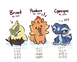 ambiguous_gender anthro biped dot_eyes emoji eyes_closed feet feral fingers front_view fur group lgbt_pride looking_at_viewer pokedex_number pride_colors rainbow_flag rainbow_pride_flag rainbow_symbol simple_background simple_eyes sitting sleeping smile sound_effects starter_trio tail teeth text toes tongue trio vowelless vowelless_sound_effect white_background zzz advos nintendo pokemon pokemon_winds_and_waves pride_flag_question_mark avian browt canid canine gecqua generation_10_pokemon mammal pokemon_(species) pombon reptile scalie 2026 5:4 colored digital_drawing_(artwork) digital_media_(artwork) japanese_text meme