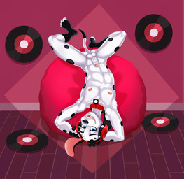 abs aged_up anthro anthrofied athletic athletic_male balls casual_nudity clothing collar electronics feet fingers flaccid foreskin fur genitals hands_behind_head headphones humanoid_genitalia humanoid_penis looking_at_viewer lying male markings nipples nude on_back open_mouth partially_retracted_foreskin pecs penis smile solo spots spotted_body spread_legs spreading tail teeth toes vinyl_record dal101strefan 101_dalmatian_street 101_dalmatians disney d.j._(101_dalmatians) canid canine canis dalmatian domestic_dog mammal digital_media_(artwork) hi_res