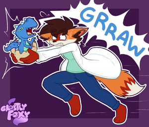 ambiguous_gender anthro birth blue_body blue_eyes blue_scales bodily_fluids brown_hair clothing coat costume duo egg fur green_body green_scales hair halloween_costume hatching_from_egg holidays humor lab_coat mad_scientist male neonate orange_body orange_fur panicked_look panicking pupils red_body red_fur roaring running scales silly small_pupils surprised sweat tail teeth topwear unexpected white_body white_fur young ghostlyfoxy halloween ferox_(feroxdoon) canid canine dinosaur fox mammal prehistoric_species red_fox reptile scalie true_fox hi_res nonbinary_(lore)