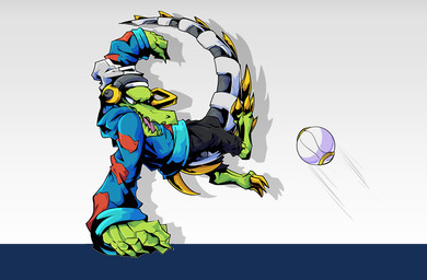 3_toes 5_fingers anthro ball barefoot biped bottomwear claws clothed clothing cybernetics electronics feet fingers fully_clothed headphones jacket machine male metal_tail motion_lines open_mouth pants prosthetic prosthetic_limb prosthetic_tail sharp_teeth simple_background solo tail tail_between_legs teeth toes tongue toony topwear white_background zipper majmajor lethal_league latch crocodile crocodilian reptile scalie alpha_channel