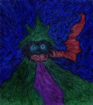 abstract_art anthro clothing eyewear goggles green_clothing green_hat green_headwear hat headgear headwear looking_at_viewer male red_scarf scarf solo stylized janet_k_wallace deltarune undertale_(series) ralsei bovid caprine goat humanoid mammal colored hi_res painting_(artwork) traditional_media_(artwork) traditional_painting_(artwork) traditional_watercolor_(artwork) watercolor_(artwork)