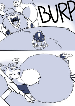 anthro areola arms_tied belly belly_expansion belly_hair big_belly big_piercings body_hair bound burping duo expansion furniture hands_tied huge_belly larger_anthro larger_male laugh legs_tied male moobs neck_tuft nipple_piercing nipple_ring nipples obese obese_anthro obese_male overweight overweight_anthro overweight_male piercing ring_piercing size_difference spacesuit strapped_to_a_table table tuft weight_gain izzyfatcat buster_(izzyfatcat) alien canid canine canis mammal wolf 2016 comic hi_res multiple_scenes
