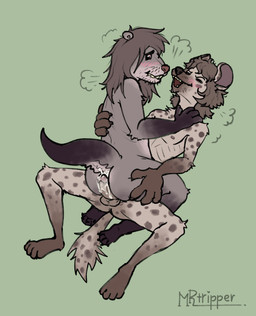 anal anal_penetration anthro big_butt blush bodily_fluids butt cum cum_in_ass cum_inside duo ejaculation from_front_position genital_fluids genitals lying male male/male missionary_position on_back penetration penis sex slightly_chubby slightly_chubby_male trippertrip hyena mammal mustelid otter hi_res