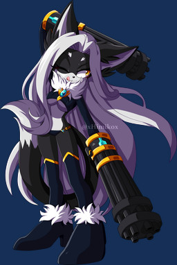 amber_eyes anthro black_body black_tail clothed clothing dipstick_tail female footwear gatling_gun gun gun_arm hair high_heels leggings legwear long_hair machine_gun markings minigun multicolored_body one_eye_closed partially_clothed ranged_weapon shoes solo stretching tail tail_markings tongue tongue_out topwear two_tone_body weapon weapon_arm white_body white_hair white_tail_tip txmie sega sonic_the_hedgehog_(series) lena_the_jackal canid canine canis jackal mammal absurd_res alpha_channel hi_res watermark