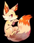 2020 ambiguous_gender anterior_nasal_aperture big_tail digital_media_(artwork) eyelashes fennekin feral flavia-elric fluffy fluffy_tail fur generation_6_pokemon hi_res inner_ear_fluff mouth_closed nintendo paws pokemon pokemon_(species) pupils red_eyes solo tail tuft white_sclera yellow_body yellow_fur