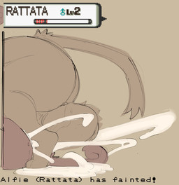 anal anal_penetration anthro anthro_on_feral anthro_penetrating anthro_penetrating_feral balls bestiality big_balls big_butt biped bodily_fluids butt cum cum_splatter duo erection exclamation_point faceless_anthro faceless_character faceless_feral faceless_male fainted feral feral_penetrated from_front_position fur gameplay_mechanics genital_fluids genitals gui health_bar huge_balls interspecies lying lying_on_another male male/male male_on_top male_penetrated male_penetrating male_penetrating_male missionary_position on_back on_top penetration penile penile_penetration penis penis_in_ass purple_body purple_fur sex side_view simple_background size_difference smaller_penetrated tail text thick_thighs tremble_spikes vein veiny_balls sushiamazing nintendo pokemon domestic_cat felid feline felis generation_1_pokemon mammal pokemon_(species) rattata 2026 digital_media_(artwork) english_text hi_res