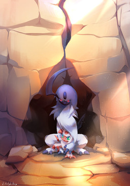 ambiguous_gender claws duo female feral fur glowing glowing_eyes green_eyes horn mature_female open_mouth red_eyes size_difference tail white_body white_fur young young_feral likey nintendo pokemon absol generation_3_pokemon pokemon_(species) shiny_pokemon 2025 absurd_res hi_res signature mother_(lore) mother_and_child_(lore) parent_(lore) parent_and_child_(lore)