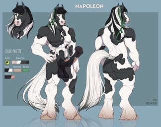 5_fingers animal_genitalia animal_penis anthro balls biped black_hair butt equine_genitalia equine_penis erection fetlocks fingers front_view genitals green_eyes green_hair hair hand_on_hip hand_on_own_hip hooves looking_at_viewer looking_forward male male_anthro markings multicolored_hair muscular muscular_anthro muscular_male nude nude_anthro nude_male penis rear_view solo spots spotted_body standing tail text white_hair white_tail apple-faced equid equine horse mammal 2022 digital_media_(artwork) english_text full-length_portrait headshot_portrait hi_res model_sheet multiple_versions portrait