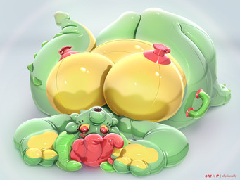4_fingers big_breasts breasts female fingers glistening green_body hair handle handle_bar handles_on_hips huge_breasts inflatable latex overweight overweight_female pool_toy pool_toy_handle red_hair seam_(sewing) valve_nipple yellow_body elysianelly mythology animate_inanimate dragon living_inflatable mythological_creature mythological_scalie scalie 4:3 hi_res