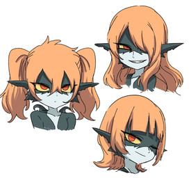 alternate_hairstyle bangs bob_cut fangs female grin grinning_at_viewer hair hair_over_eye humanoid_pointy_ears long_hair looking_at_viewer narrowed_eyes not_furry one_eye_closed orange_hair pigtails pointy_ears red_eyes simple_background smile smiling_at_viewer solo teeth white_background wink winking_at_viewer yellow_sclera ilo_a5 nintendo the_legend_of_zelda twilight_princess midna humanoid imp twili 2024 bust_portrait digital_drawing_(artwork) digital_media_(artwork) multiple_images portrait