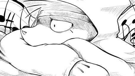bandanna_on_forehead cloak clothing female gloves handwear head_on_arm hood musical_note musical_symbol solo symbol dragonweirdo tula_(dragonweirdo) domestic_ferret mammal mustelid musteline true_musteline weasel 16:9 hi_res monochrome widescreen