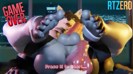 anal anal_penetration anthro balls big_penis disembodied_penis duo fangs game_over gameplay_mechanics genitals looking_pleasured lying male male/male moan on_back penetration penis sharp_teeth stirrup_legwear teeth tongue tongue_out rtzero bruce_(rtzero) wolf_(petruz) canid canine canis mammal wolf 16:9 3d_(artwork) animated digital_media_(artwork) short_playtime sound webm widescreen