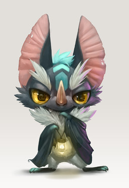 ambiguous_gender anthro big_head blue_hair chibi daww fur hair jewelry lamp lantern membrane_(anatomy) membranous_wings necklace solo white_body white_fur wings silverfox5213 bat mammal 2014 digital_media_(artwork) digital_painting_(artwork) painting_(artwork)