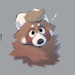 anthro brown_body brown_fur brown_hair fur fur_markings grey_background hair male markings simple_background solo white_body white_fur minedoo minedoo_(character) ailurid mammal red_panda 1:1 2022 absurd_res hi_res