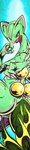 anthro attack_pose blush breasts butt claws eyelashes featureless_breasts female green_body green_skin non-mammal_breasts open_mouth solo yellow_eyes 025aki nintendo pokemon generation_3_pokemon pokemon_(species) reptile scalie sceptile 2023 absurd_res dated hi_res long_image signature tall_image