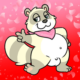 anthro balls belly big_balls big_balls_small_penis biped brown_body chibi disproportionate_genitalia genitals humanoid_hands male micropenis navel overweight overweight_male penis small_penis solo nishi_oxnard canid canine mammal raccoon_dog tanuki 1:1 2021