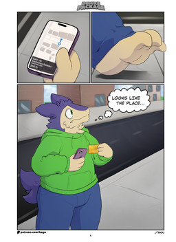 anthro bottomwear building cellphone close-up clothed clothing denim denim_bottomwear denim_clothing electronics fangs feet fluffy fluffy_tail green_eyes holding_object hoodie jeans male neck_tuft outside pants paws phone road smartphone solo standing street tail teeth teeth_showing thought_bubble topwear tuft walking bagu conditional_dnp nintendo pokemon charlie_(bagu) generation_2_pokemon pokemon_(species) typhlosion absurd_res comic hi_res