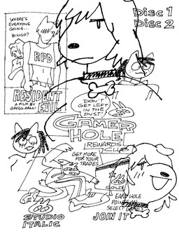 :3 anthro blush bone_collar_tag bottomwear breasts card clothed clothing collar collar_tag crop_top dialogue dreadlocks eyebrows eyewear facial_hair female floppy_ears footwear freckles glasses grin hair hoodie logo midriff navel open_mouth pants poster_(object) shirt shoes short_tail simple_background smile snout speech_bubble tail tail_tuft text topwear tuft wearing_collar wearing_glasses white_background gaydottiff capcom resident_evil leon_kennedy penny_(gaydottiff) shelley_(gaydottiff) animal_humanoid canid canine canis domestic_cat domestic_dog felid felid_humanoid feline feline_humanoid felis humanoid lagomorph leporid mammal mammal_humanoid rabbit 2023 black_and_white comic english_text hi_res monochrome trans_(lore) trans_woman_(lore)