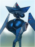 back_boob big_breasts big_butt blue_body breasts butt female huge_butt machine not_furry raining solo wet wet_body borisalien sega sonic_frontiers sonic_the_hedgehog_(series) ninja_(sonic_frontiers) humanoid robot robot_humanoid 3:4 hi_res