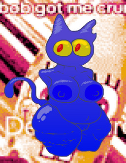 abstract_background anthro armless belly big_breasts blue_body blue_nipples breasts collarbone ear_scar female gelatinous genitals glistening glistening_body gradient_body humor leg_markings markings missing_arm mouthless navel nipples noseless organs pupils red_pupils scar solo stomach tail thick_thighs vulva wrinkles yellow_sclera alexis_wasilla unnamed_character felid feline goo_creature mammal digital_media_(artwork) meme microsoft_paint_(artwork) paint.net_(artwork)