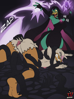 anthro anus bent_over breasts duo female female/female forced genitals imminent_rape imminent_sex magic nipples nude stretched_anus stretched_vagina tentacles vulva thingshappen disney ducktales ducktales_(2017) lena_(ducktales) magica_de_spell anatid anseriform avian bird duck 3:4 hi_res