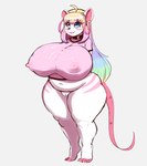 anthro big_breasts bottomless breasts clothed clothing ear_piercing ear_ring female genitals hoop_ear_ring huge_breasts nipple_outline overweight overweight_female piercing pussy ring_piercing slightly_chubby solo thick_thighs wide_hips plankboy patricia_(plankboy) mammal mouse murid murine rodent 2022 absurd_res hi_res