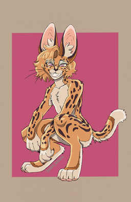 anthro big_ears eyewear glasses male markings smile smiling_at_viewer solo spots spotted_markings tybalt_ishere taiko_(h1ndm0st) felid feline mammal serval hi_res