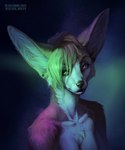 anthro collarbone ear_cuff ear_piercing female gauged_ear looking_at_viewer nude orange_eyes piercing simple_background solo techiesxc puck_(puckfennec) canid canine fennec_fox fox mammal true_fox absurd_res hi_res